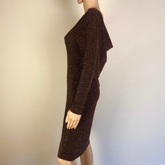 NEW MICHAEL MICHAEL KORS COWL BACK METALLIC MINI DRESS - Picture 4 of 7